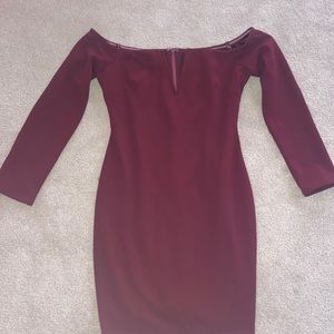 Off The Shoulder Maroon Cocktail Dress